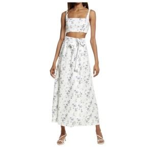 NWOT Reformation Palm Floral Print Linen Top Skirt Set 12